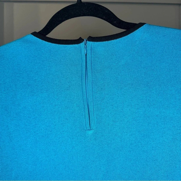 Ming Wang Slinky Knit Tank Top Turquoise Blue Round Neck Pullover Shirt Size M - Picture 4 of 6